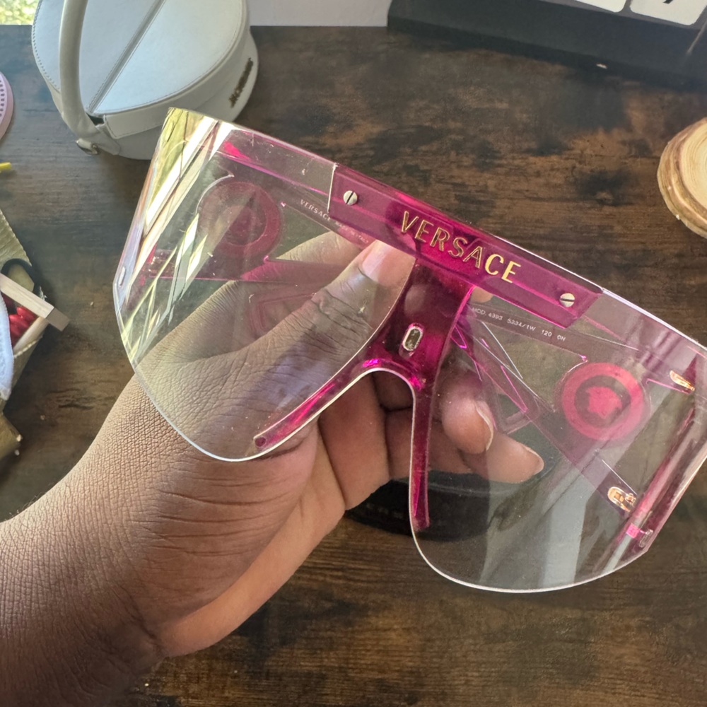 Versace Transparent Pink Visor Sunglasses